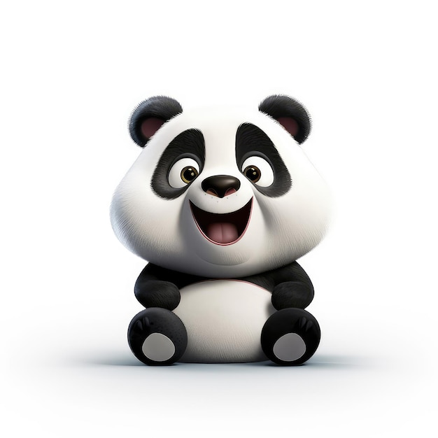 Cara de mascote de urso panda de desenho animado em fundo branco