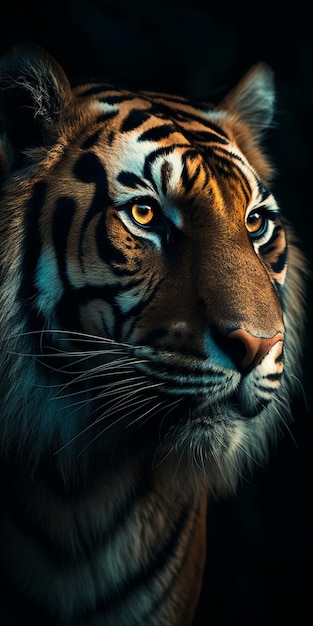 Cara de tigre no escuro