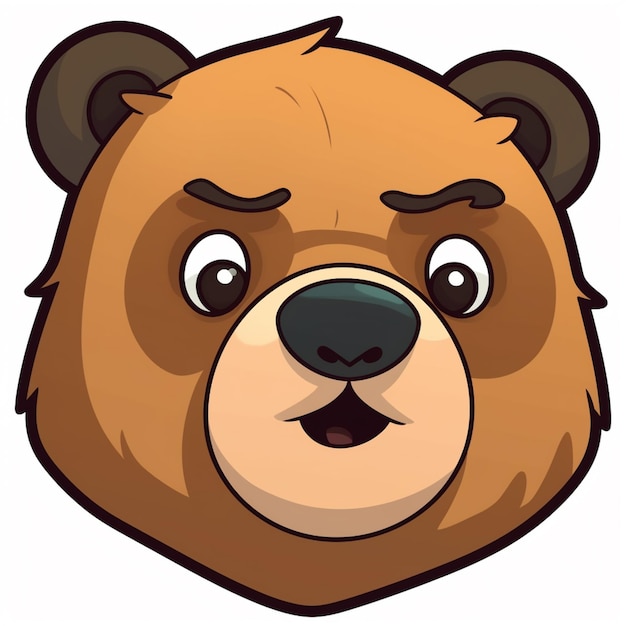 Foto cara de urso de desenho animado com nariz preto e nariz marrom generativo ai