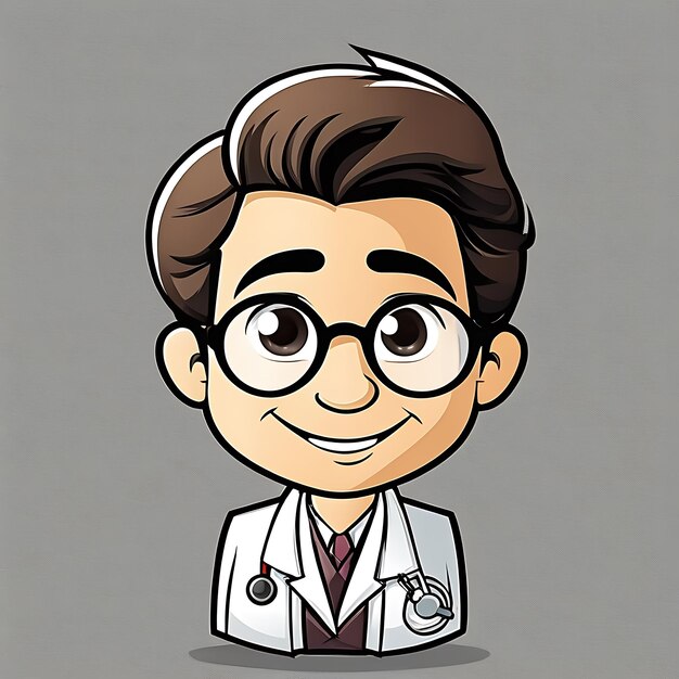 La cara feliz del médico de dibujos animados