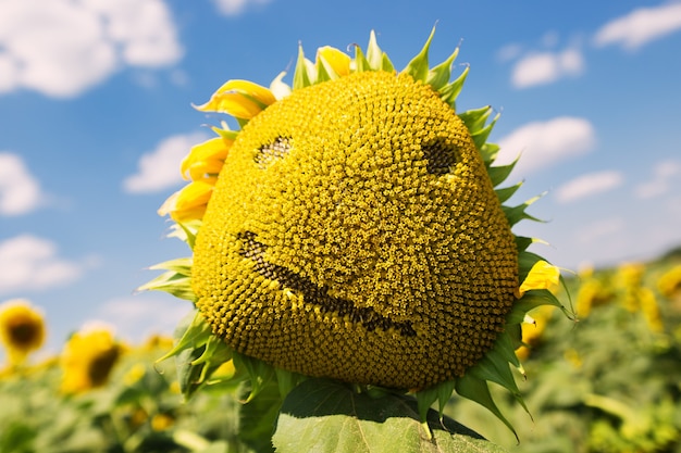 Cara de girasol, foto de cerca