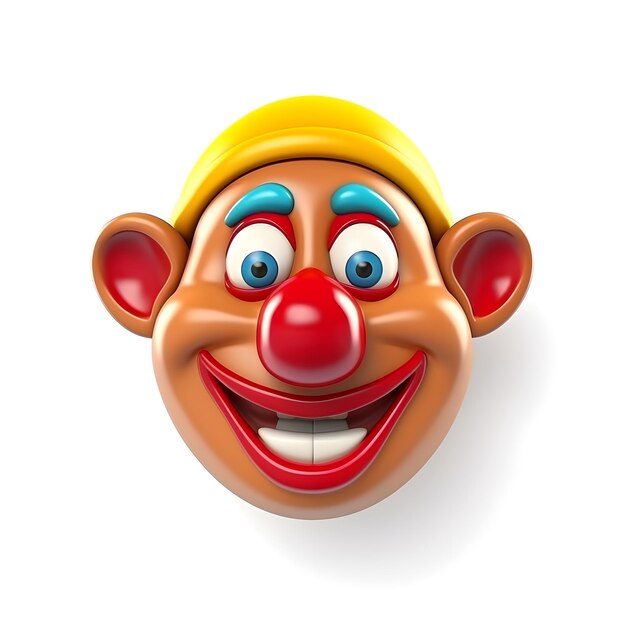 La cara graciosa del payaso en 3D aislada en blanco