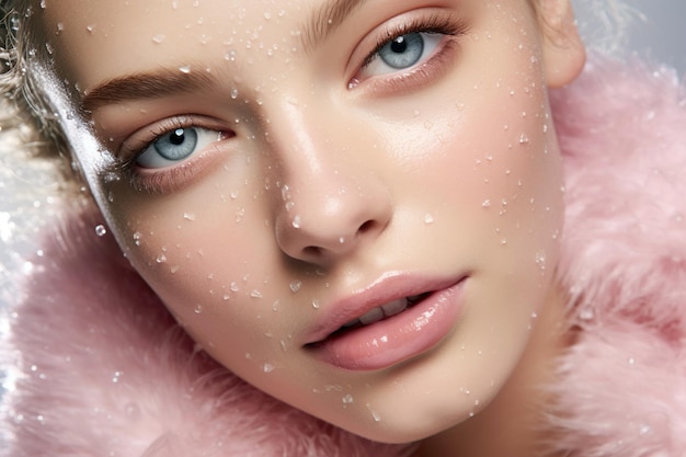 Cara helada y pelaje rosa Belleza y moda invernal