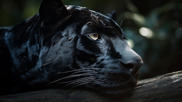 Foto la cara de un jaguar negro se muestra en esta foto sin fecha.