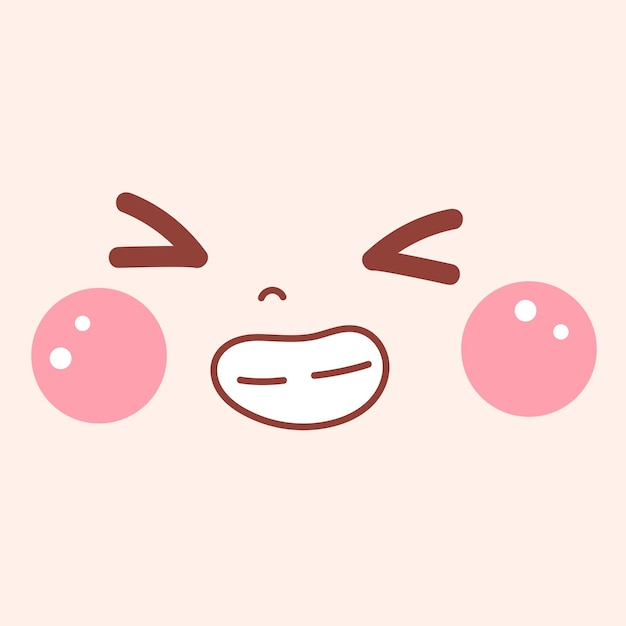 Cara kawaii de diseño plano dibujado a mano vectorial