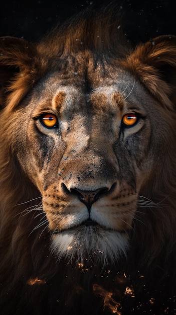 La cara de un león con la palabra león en ella