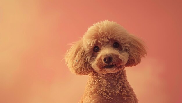 Foto cara linda de un perro en el fondo de pelusa de melocotón