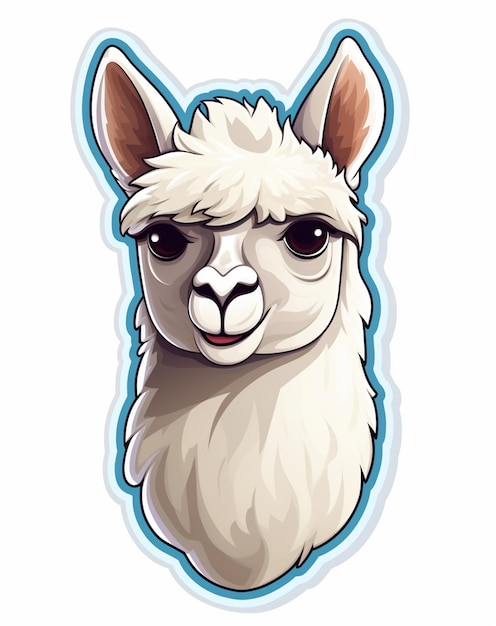 Foto cara de llama de dibujos animados con ojos grandes y un pelaje blanco generativo ai