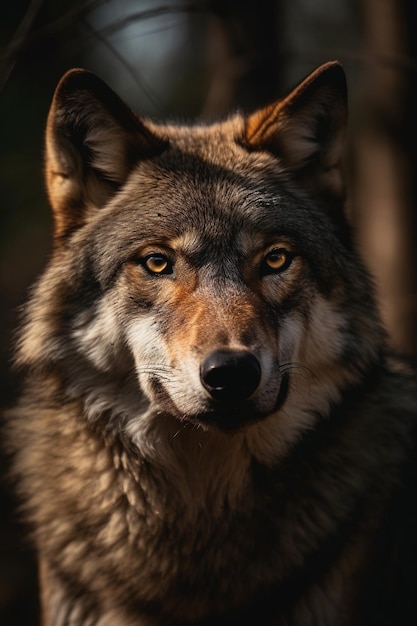 La cara de un lobo se muestra en esta imagen sin fecha.