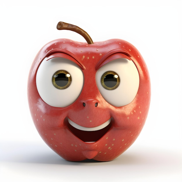 Cara de manzana de dibujos animados