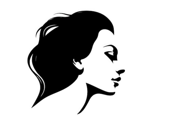 Cara de mujer pluma de tinta en blanco y negro