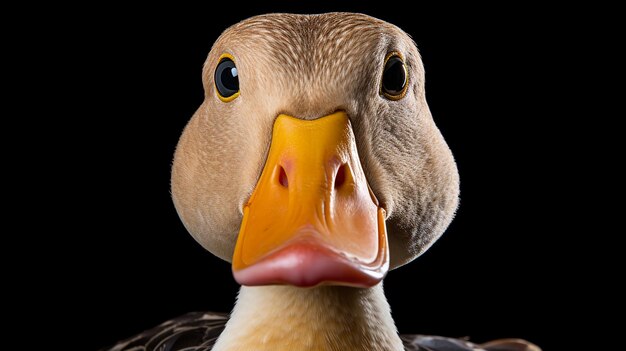 Foto la cara del pato está aislada de cerca.