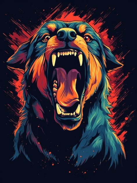 Una cara de perro enojado Imprimir para camisetas AI generativa