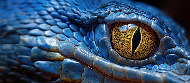 Cara de primer plano de serpiente víbora azul IA generativa