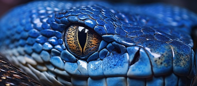 Cara de primer plano de serpiente víbora azul IA generativa