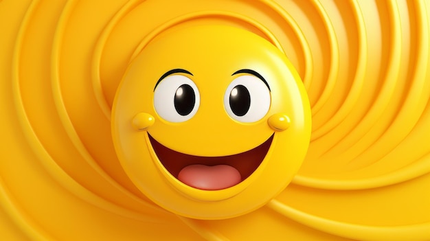 Una cara sonriente amarilla sobre un fondo amarillo