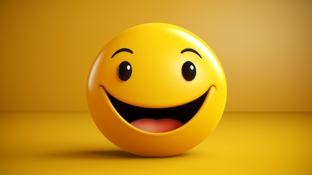 Foto una cara sonriente amarilla sobre un fondo amarillo