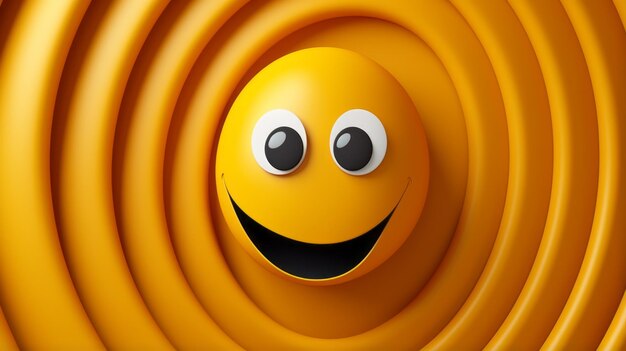 una cara sonriente en un círculo amarillo sobre un fondo naranja