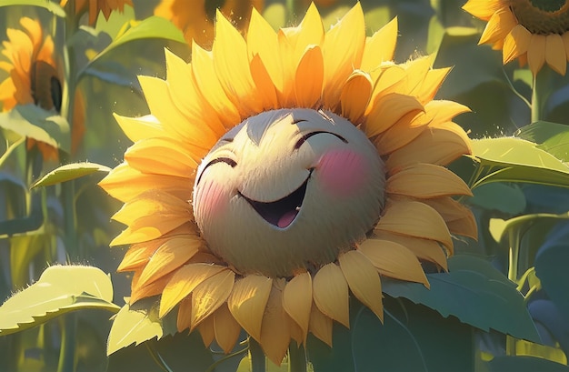 Cara sonriente de un girasol