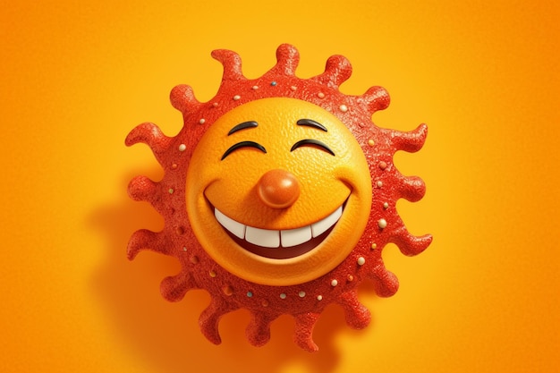 Una cara sonriente naranja sonriente con una sonrisa roja.