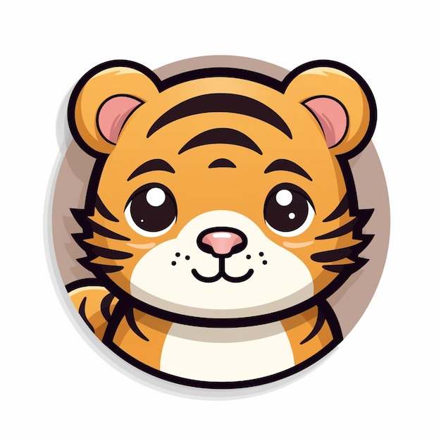 Cara de tigre de dibujos animados con un ai generativo de fondo blanco