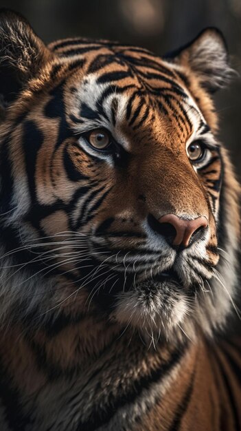 La cara de un tigre se muestra en esta foto sin fecha.