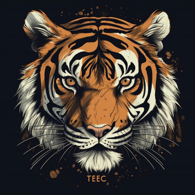 Foto la cara de un tigre con la palabra teec.
