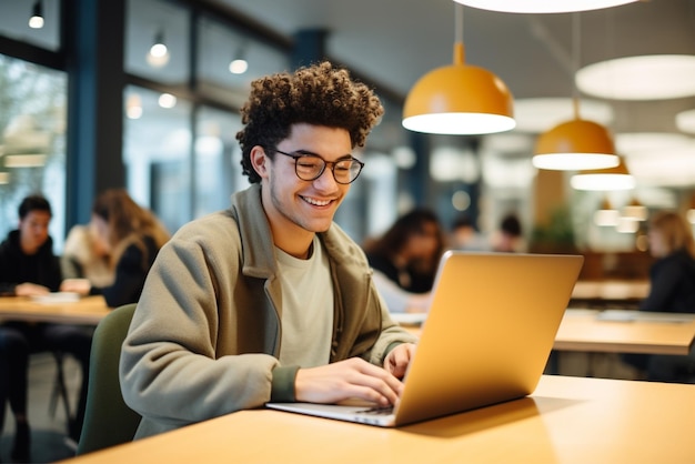 Cara, usando computador portátil