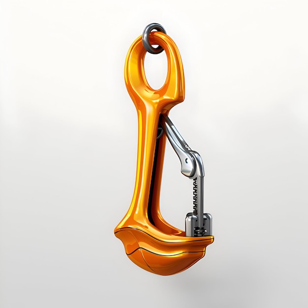 Foto carabiner naranja en un fondo blanco ilustración 3d