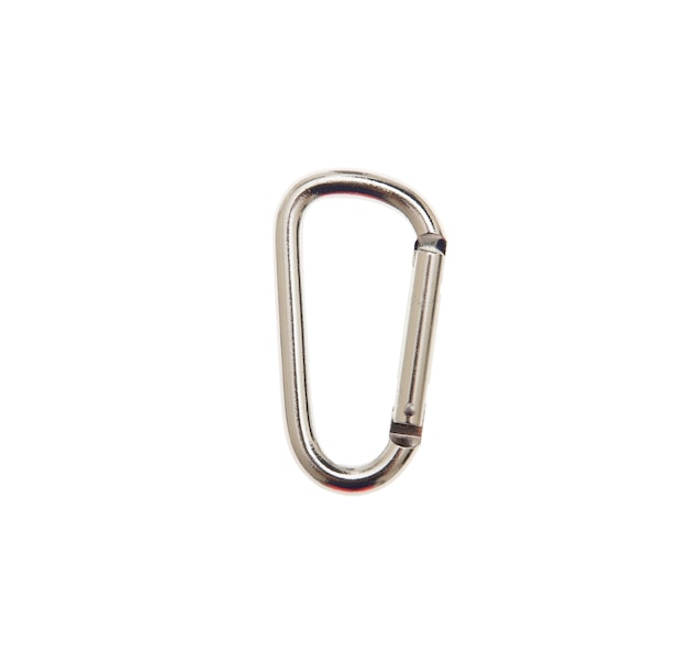 Carabiner de seguridad aislado en transparente blanco