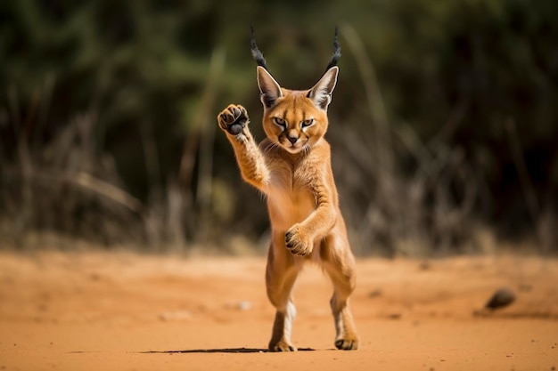 Foto caracal un ejercicio gracioso