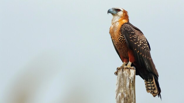 Foto caracaraca en un poste de madera