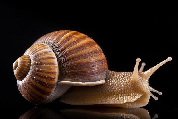 caracol aislado en fondo negro