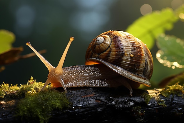 Foto un caracol caminando sobre la rama de un árbol