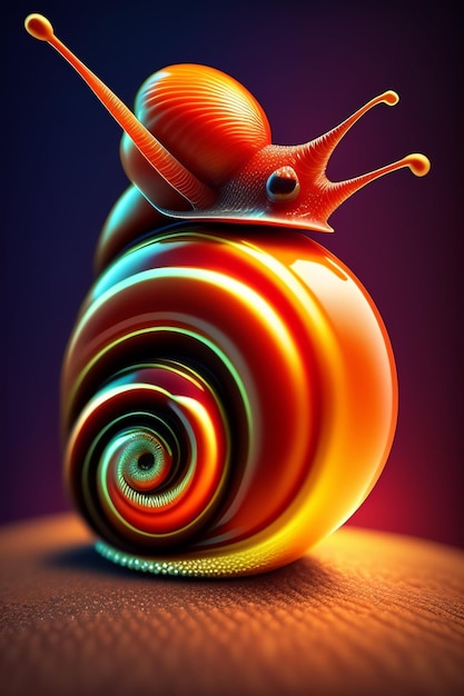 Un caracol colorido con un diseño en espiral Ilustración generativa de IA