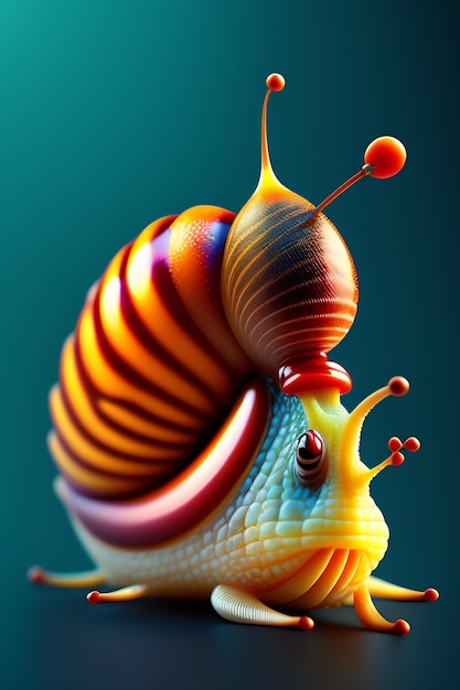 Un caracol colorido con un diseño en espiral Ilustración generativa de IA