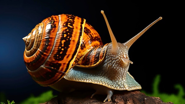 caracol con una concha amarilla