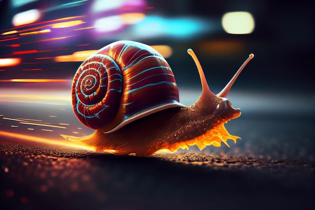 Caracol corriendo a la velocidad de la luzgenerativo ai