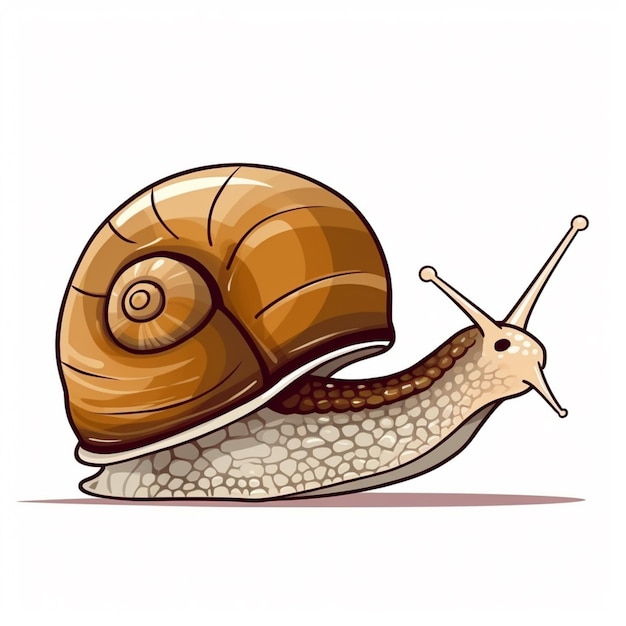 caracol de desenho animado com uma concha longa e uma cauda longa generativa ai