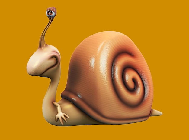 El caracol de dibujos animados divertido en 3D