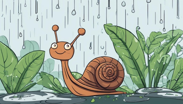 Un caracol de dibujos animados con una sonrisa en la cara