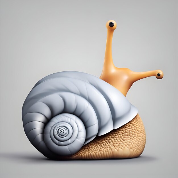 Foto caracol em fundo cinzento ilustração 3d vista lateral