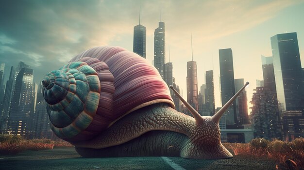 Caracol gigante en ciudad ai generar