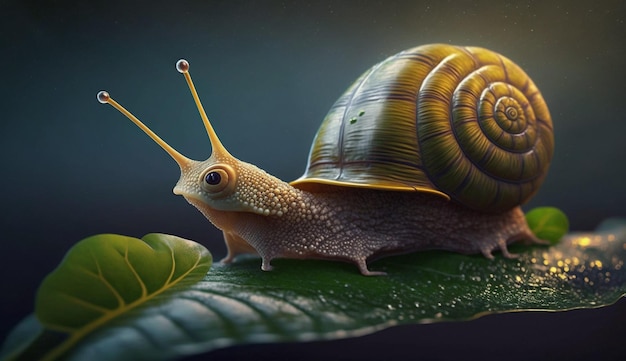 Un caracol en una hoja IA generativa