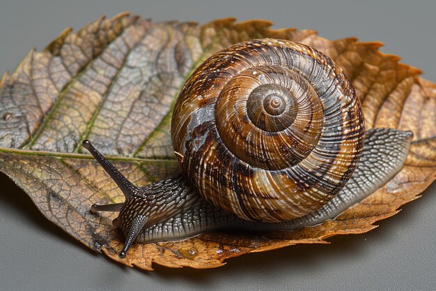 Foto un caracol en una hoja