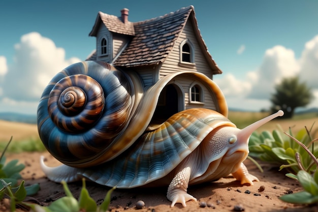 Foto un caracol lleva su casa en la espalda