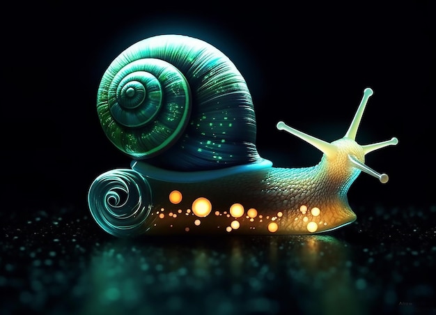 Caracol de mar con brillo de cristal en la oscuridad