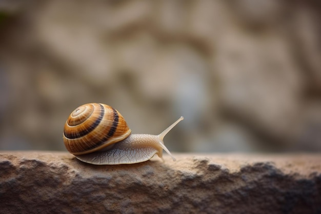 Foto un caracol en un muro de piedra