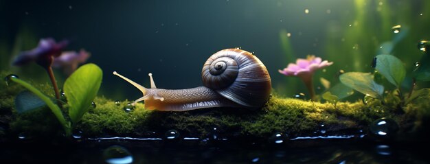 El caracol de primer plano en el fondo natural