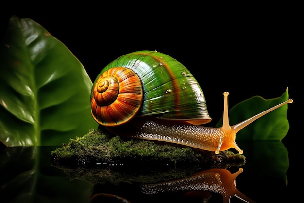 un caracol en una roca